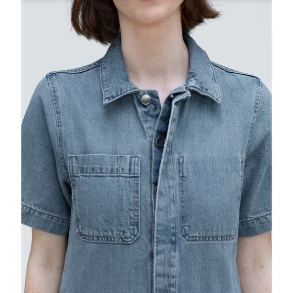 Everlane Supersoft Denim Jumpsuit in Medium Blue Denim Size 6 - Picture 3 of 8
